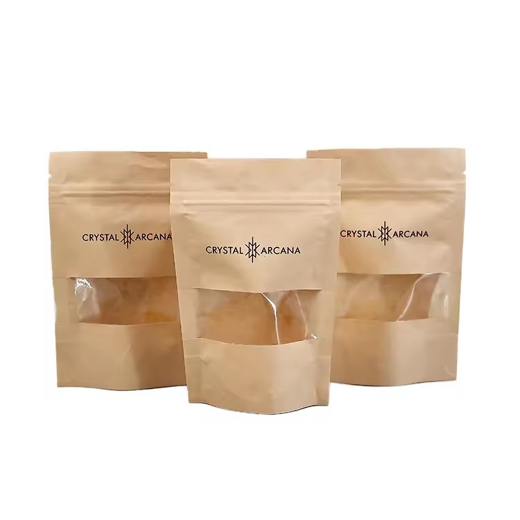 Kraft paper with transparent windows conform to self-sealing bags food bags about packaging snack bags