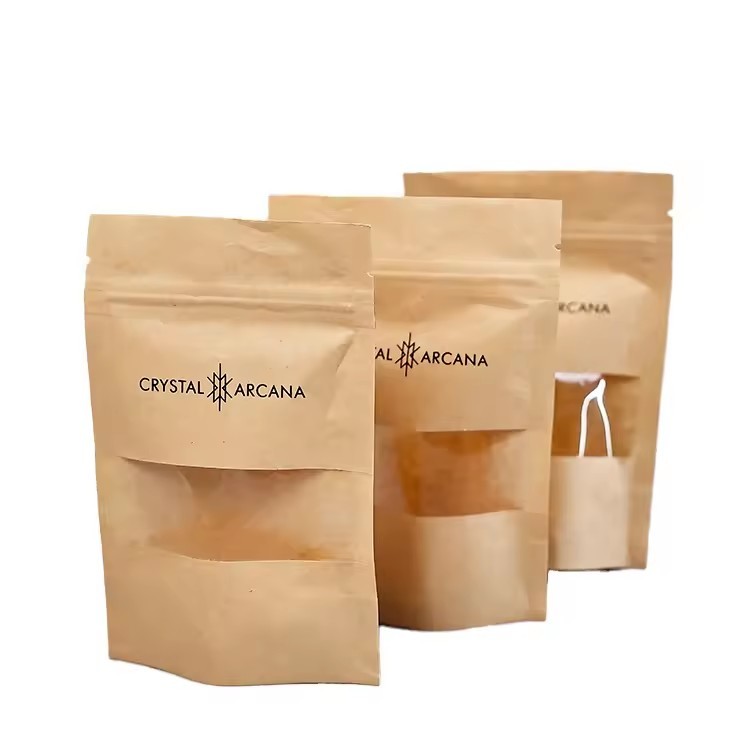 Kraft paper with transparent windows conform to self-sealing bags food bags about packaging snack bags