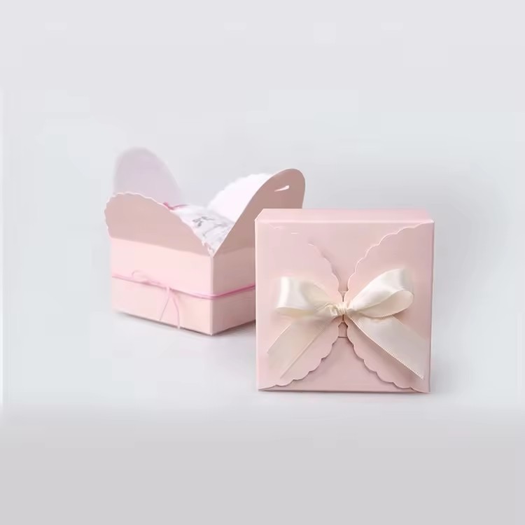 cheaper custom size design printing wedding sweet candy paper box with ribbon