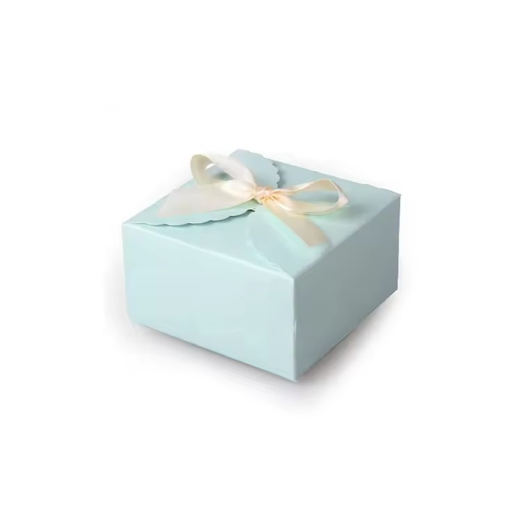 cheaper custom size design printing wedding sweet candy paper box with ribbon