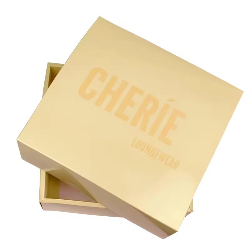 Eco-friendly Custom Logo Printed Golden Ribbon Box