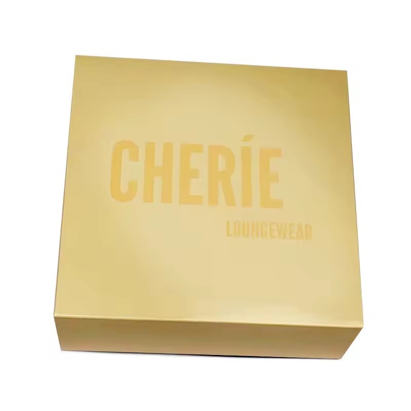 Eco-friendly Custom Logo Printed Golden Ribbon Box