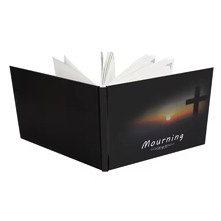 Handmade Mailer Box Packaging Notebook Cuaderno Set Custom Funeral Guest Registry Book Memory