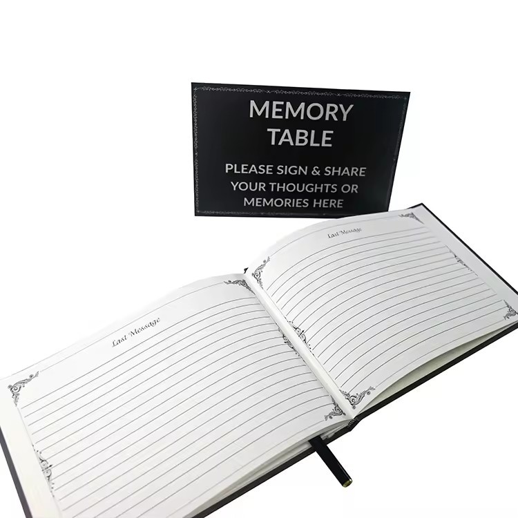 Personalized Design Notebooks Customizable Set Hardcover Memorial Funeral Guest Book For Guest Registry