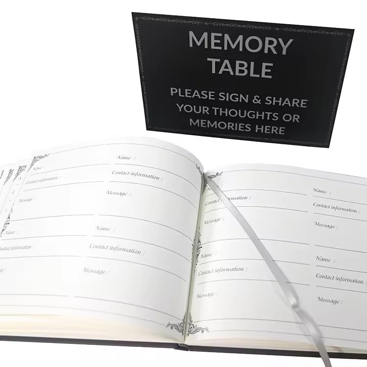 Personalized Design Notebooks Customizable Set Hardcover Memorial Funeral Guest Book For Guest Registry