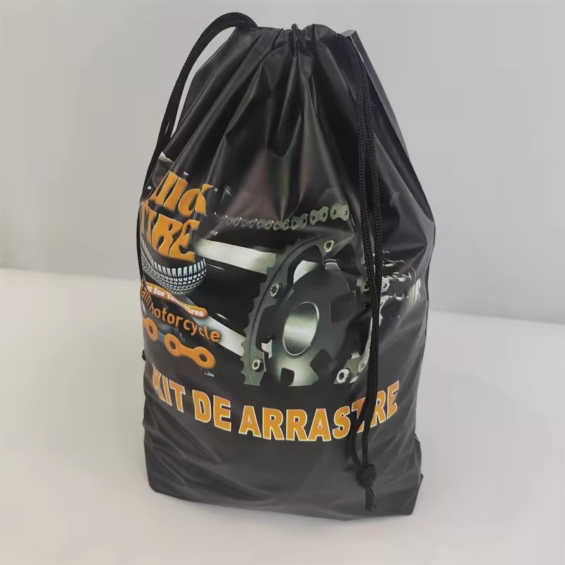 luxury light custom black drawstring frosted bag print your logo for clothing packaging