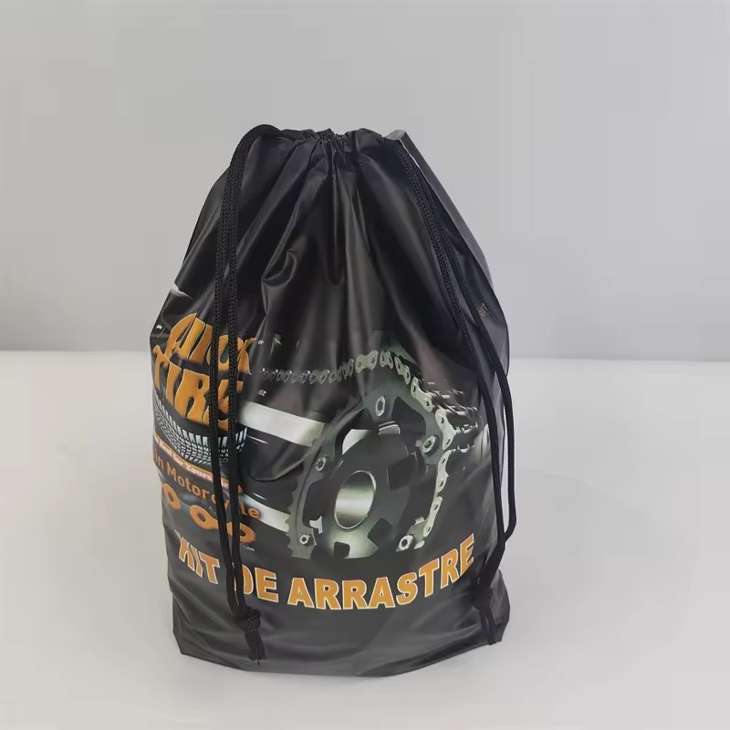 luxury light custom black drawstring frosted bag print your logo for clothing packaging