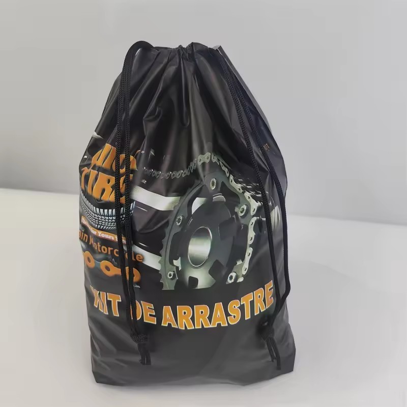 luxury light custom black drawstring frosted bag print your logo for clothing packaging