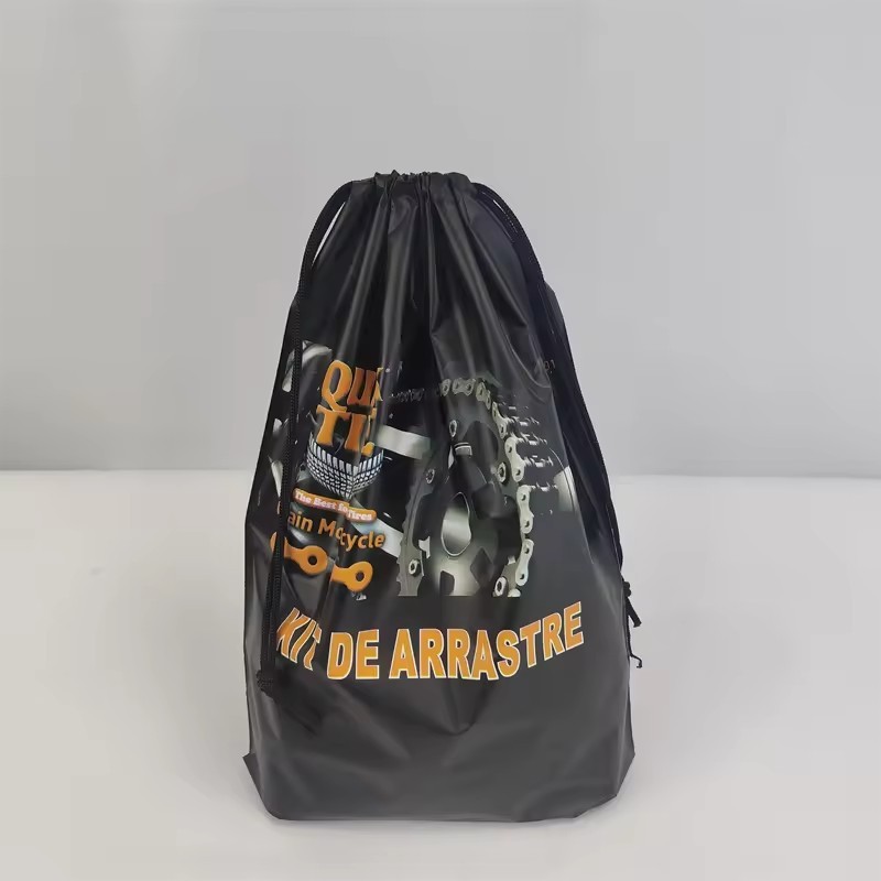 luxury light custom black drawstring frosted bag print your logo for clothing packaging