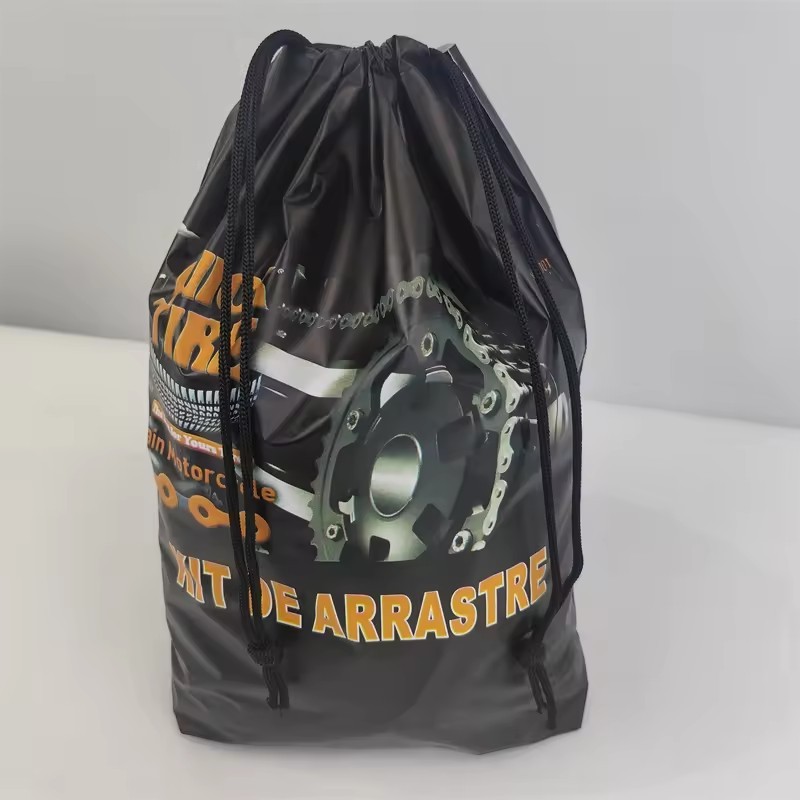 luxury light custom black drawstring frosted bag print your logo for clothing packaging