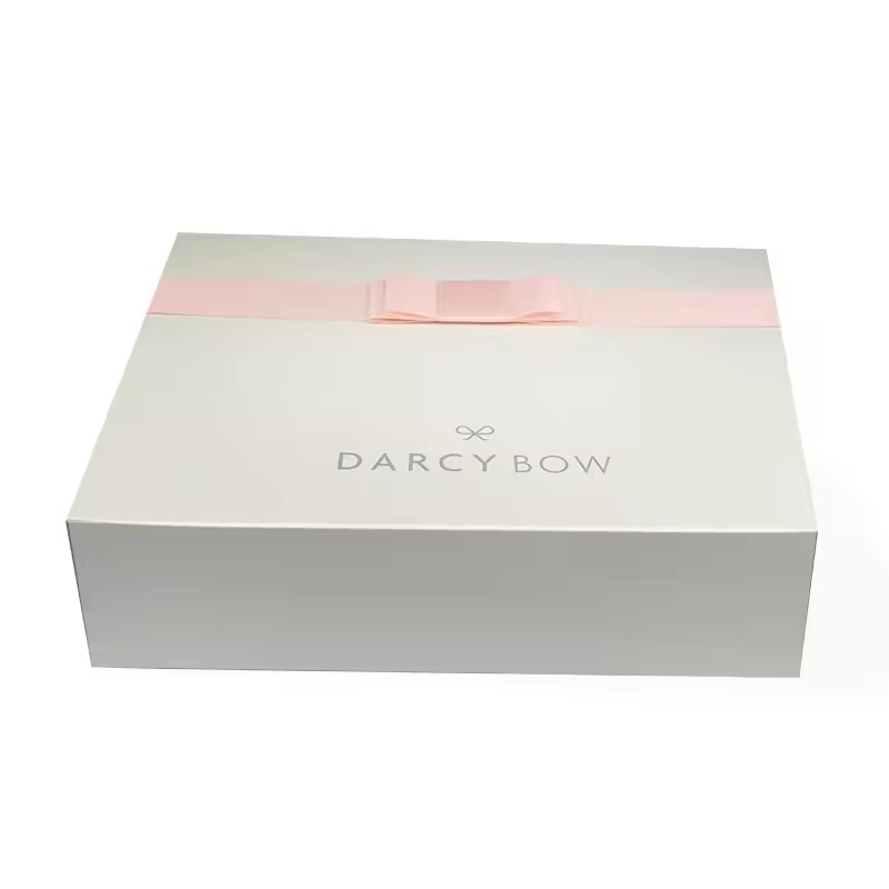 luxury custom logo magnetic foldable folding magnetic box flat paper box with ribbon with lid