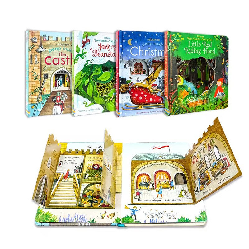 Eco-Friendly Lift The Flap Books Children Hardcover Book Baby Toys Early Education Peep Slide Book Printing