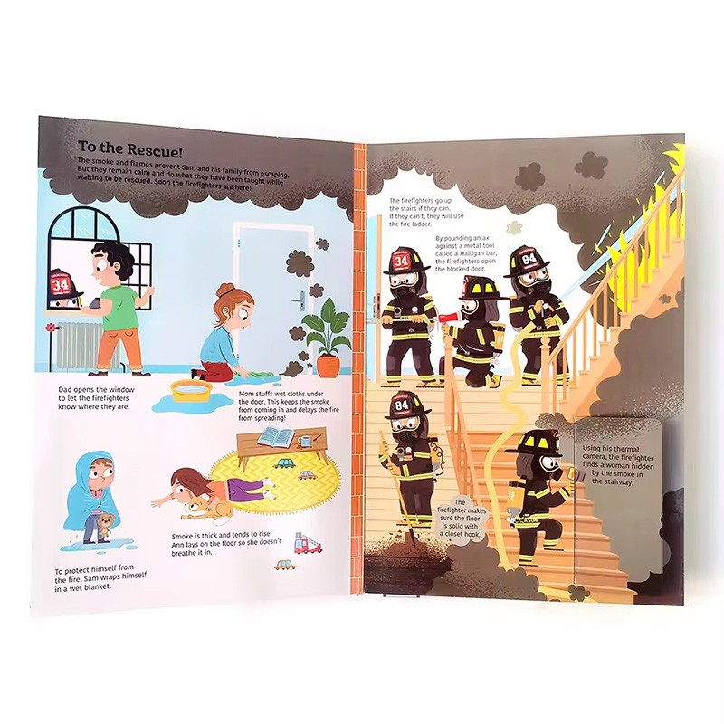 Custom Book Printing Service Firefighters Science Education Picture Books Lift The Flap Board Book