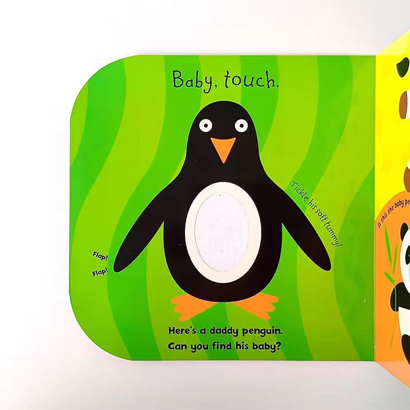 recyclable paper board book printing baby touch and feel book happy families children's book