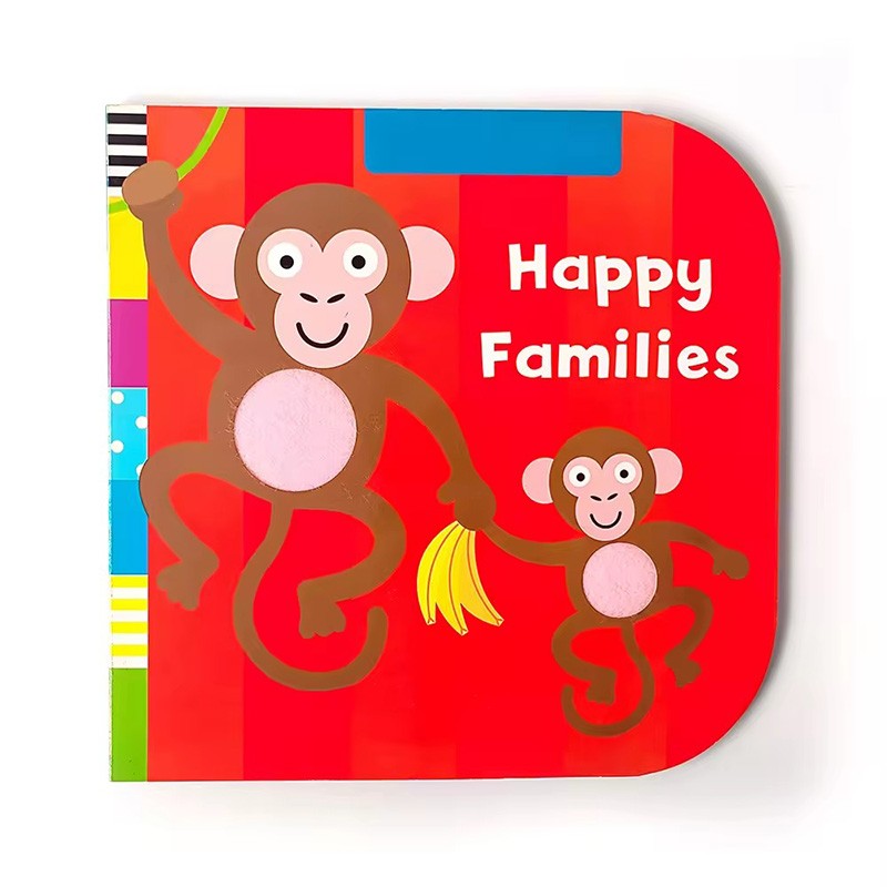 recyclable paper board book printing baby touch and feel book happy families children's book