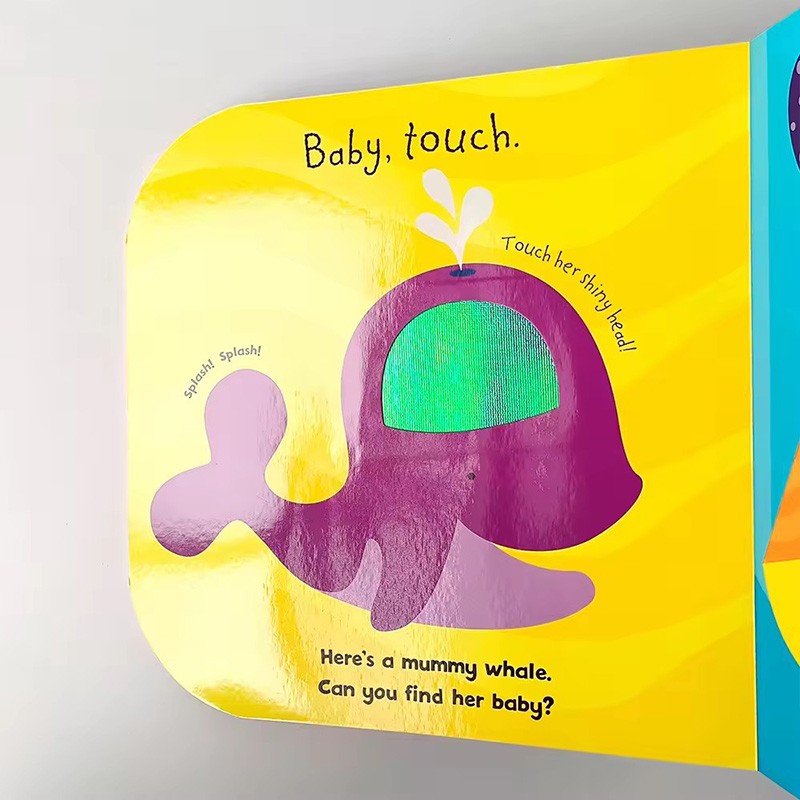 recyclable paper board book printing baby touch and feel book happy families children's book