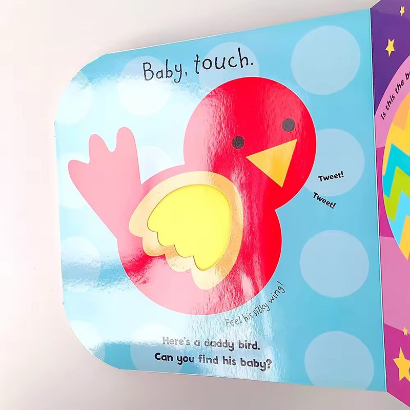 recyclable paper board book printing baby touch and feel book happy families children's book