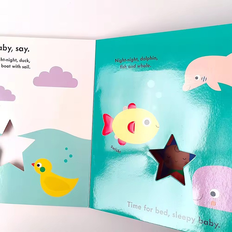 hardcover book printing parent-children interaction night-night baby touch and feel kids book