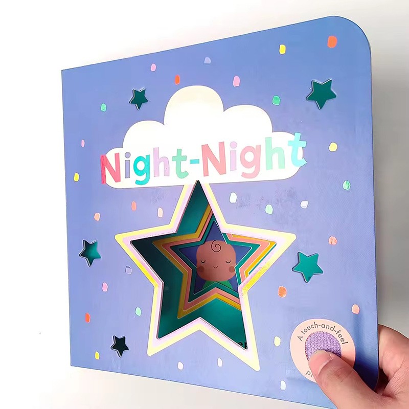 hardcover book printing parent-children interaction night-night baby touch and feel kids book