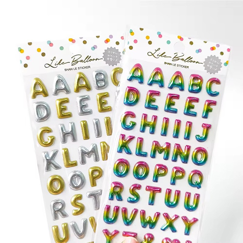 3D Bubble Stickers Custom Number Letter Gold Foil DIY Decorative Sticker Puffy Stickers For Kids