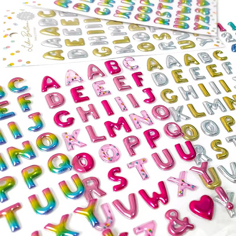 3D Bubble Stickers Custom Number Letter Gold Foil DIY Decorative Sticker Puffy Stickers For Kids