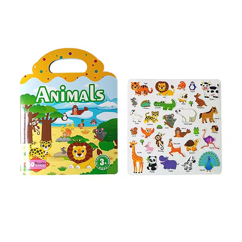 Jelly Stickers Book Kids Reusable Stickers Book for Toddler Learning Animal 3d Sticker Print