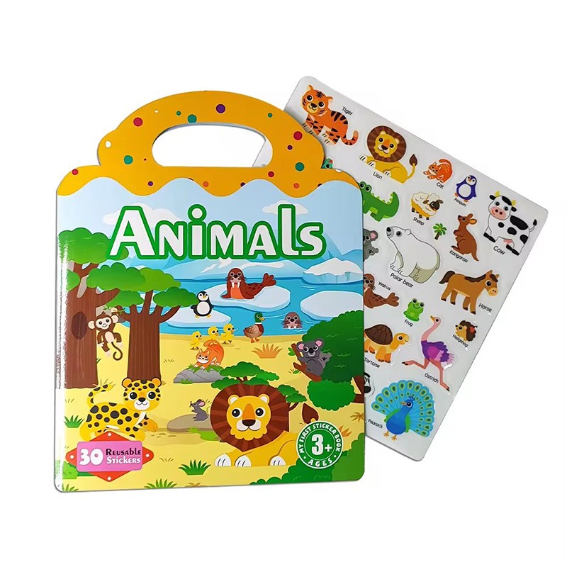 Jelly Stickers Book Kids Reusable Stickers Book for Toddler Learning Animal 3d Sticker Print