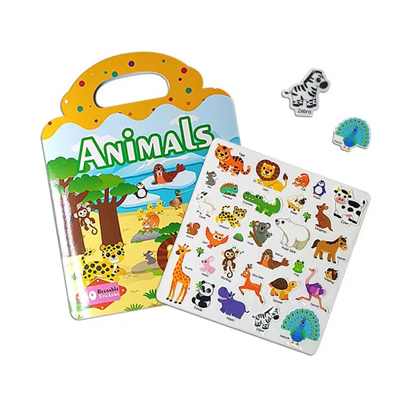 Jelly Stickers Book Kids Reusable Stickers Book for Toddler Learning Animal 3d Sticker Print