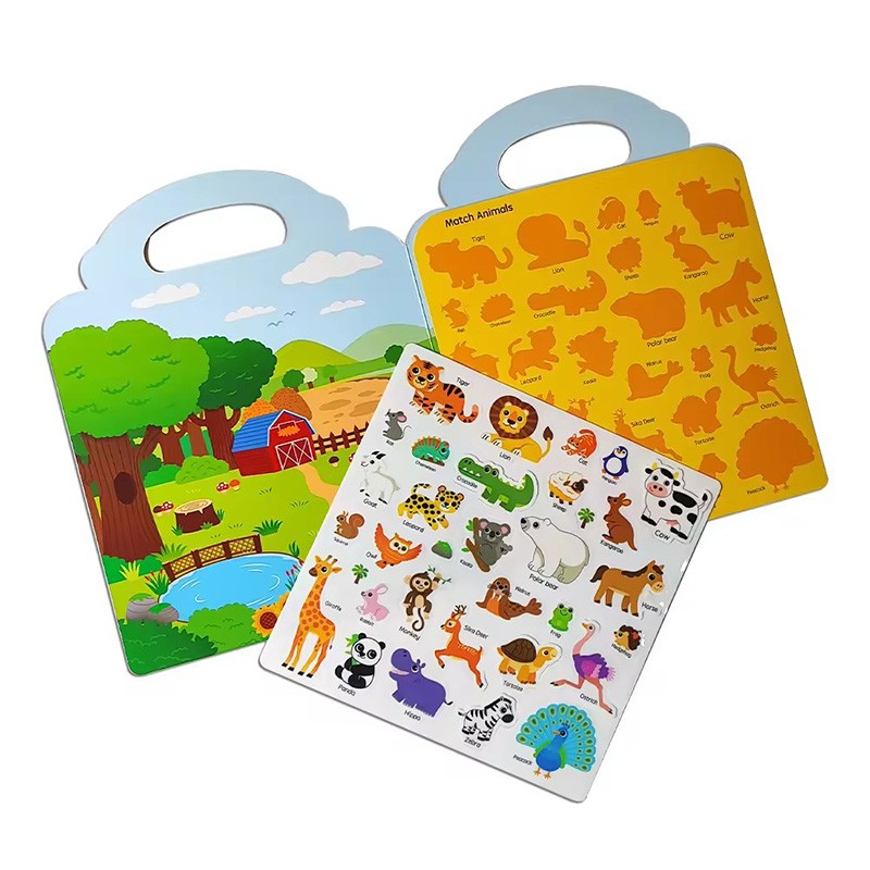 Jelly Stickers Book Kids Reusable Stickers Book for Toddler Learning Animal 3d Sticker Print