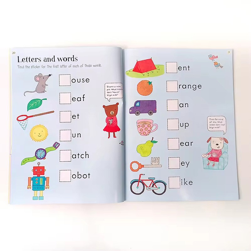 kids book printing montessori education toys Letters picture book sticker book for kids