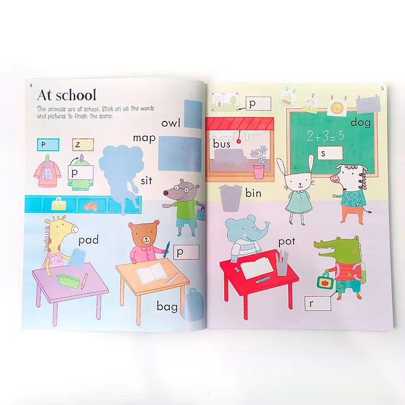 books education toys kids learning busy book Words reusable sticker book printing