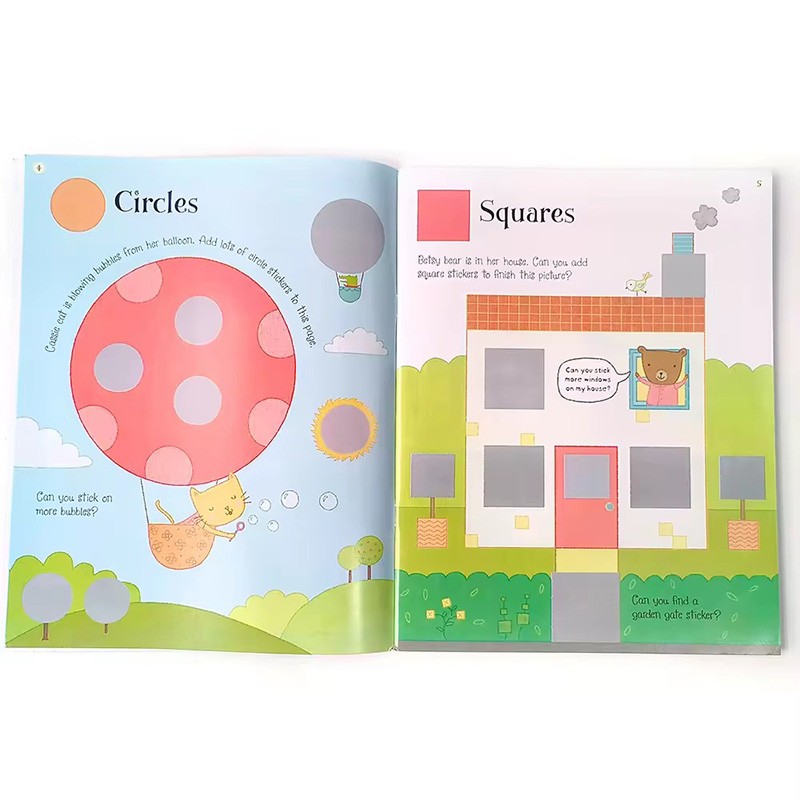 picture books education toys kids learning busy book Shapes reusable sticker book