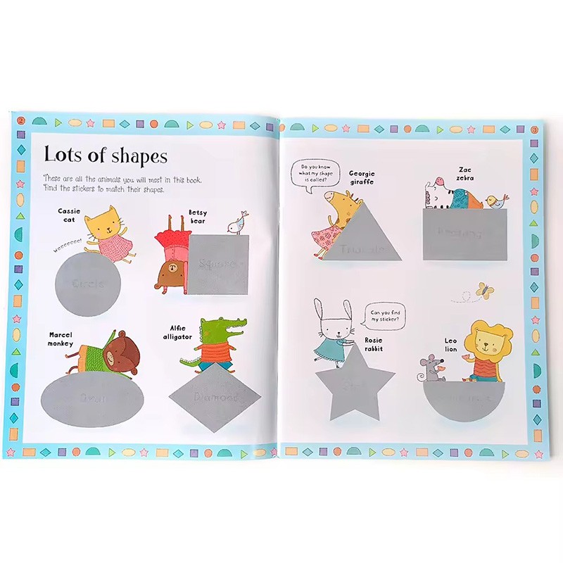 picture books education toys kids learning busy book Shapes reusable sticker book