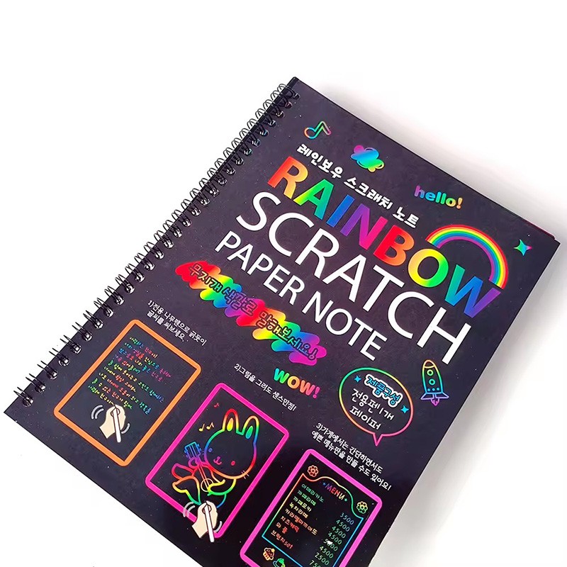 rainbow scratch paper note children picture book printing scratch art book kids coloring book boy girl games