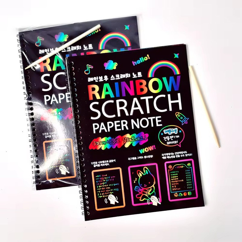 rainbow scratch paper note children picture book printing scratch art book kids coloring book boy girl games