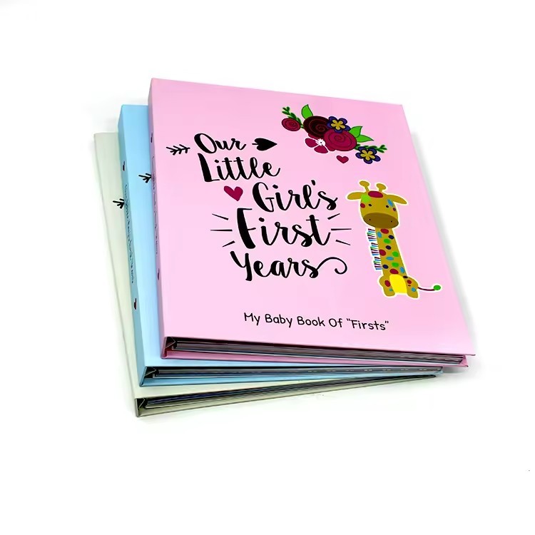 Metal Coil English hardcover/softcover child cartoon colorful book printing baby memory record book