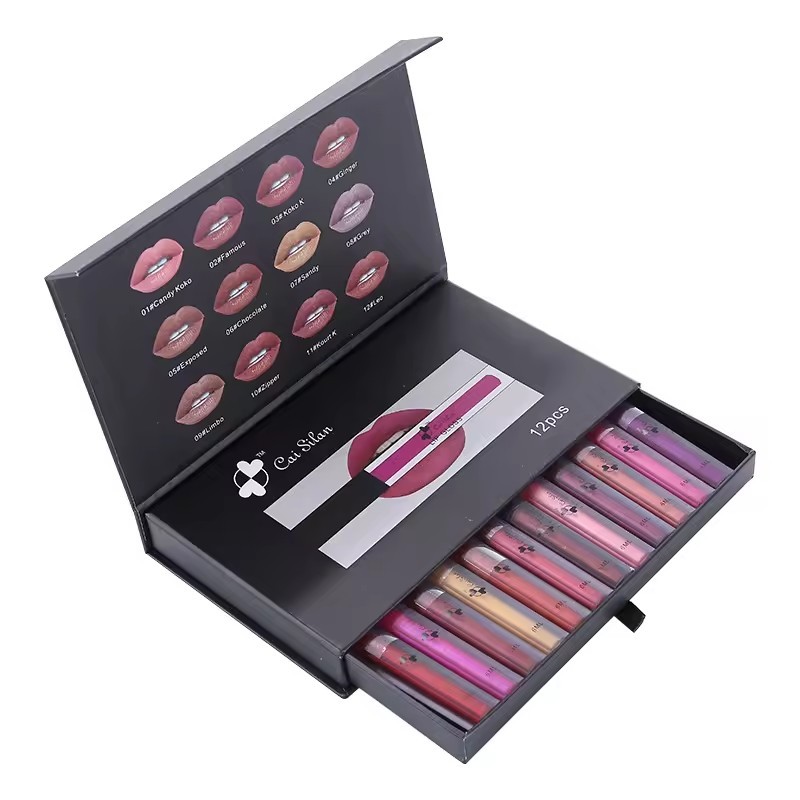 custom printing luxury makeup gift lip gloss set packaging paperboard box