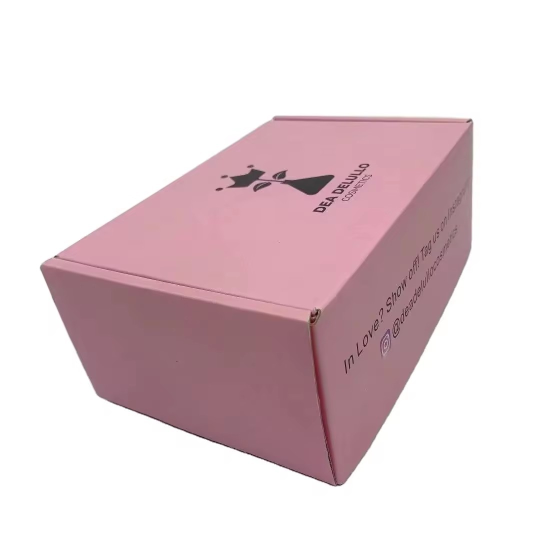 custom logo small pink cosmetics products gift shipping mailer boxes