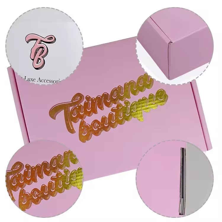 custom logo small pink cosmetics products gift shipping mailer boxes