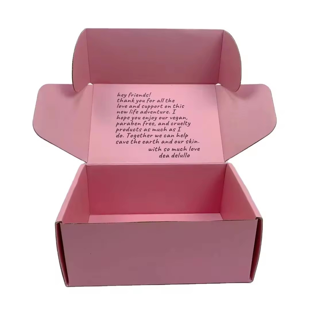 custom logo small pink cosmetics products gift shipping mailer boxes