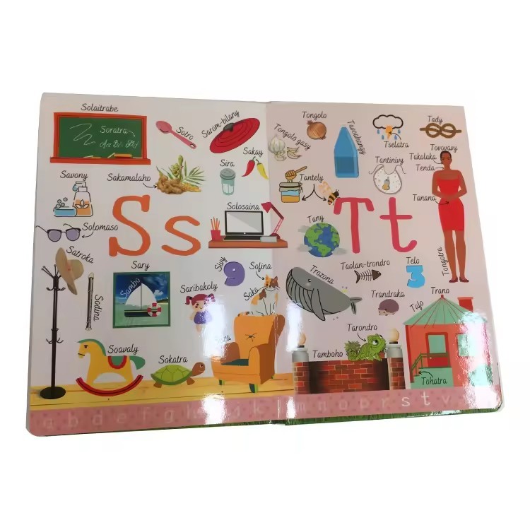 Children Story Hardcover Book English Alphabet Learning Cardboard Books Print with Round Corner