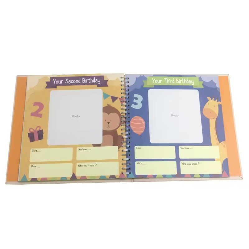 Baby Memory Book and Journal Custom Printing Wire YO Binding Babybook