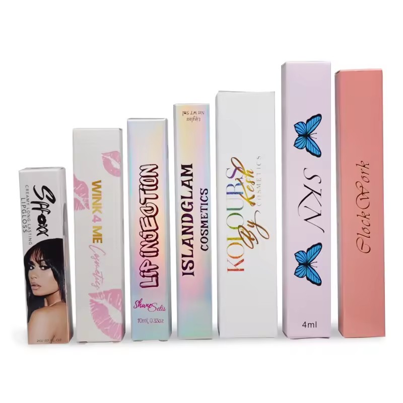 10 ML Juice Custom Lip Tube Gloss Boxes With Custom Brand Printing For Cosmetic Retail Store