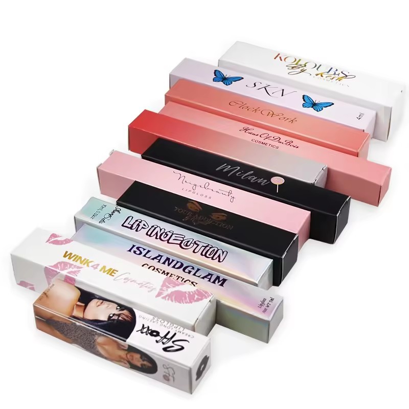 10 ML Juice Custom Lip Tube Gloss Boxes With Custom Brand Printing For Cosmetic Retail Store