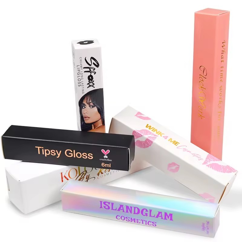 10 ML Juice Custom Lip Tube Gloss Boxes With Custom Brand Printing For Cosmetic Retail Store