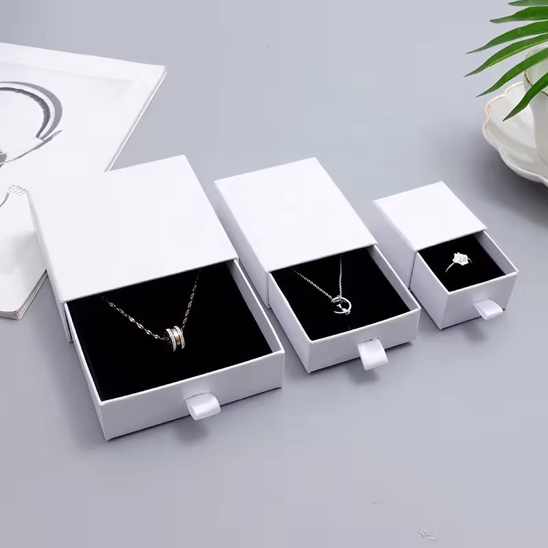 Individual White Gift Drawer Paper Ring Jewelry Box Packaging