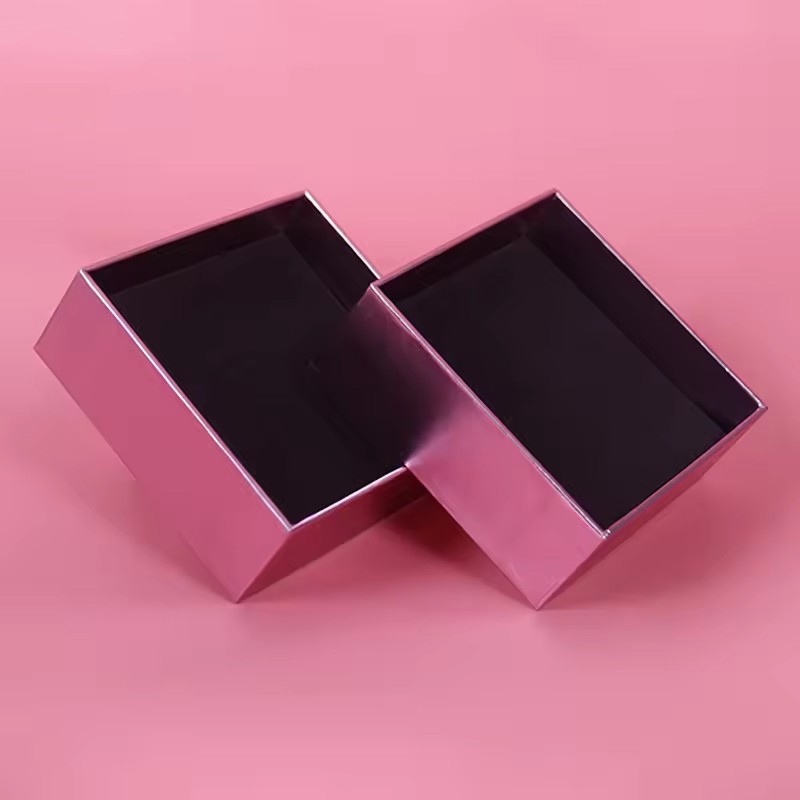 Portable Gold Foil Logo Kraft Paper Pink Flower Luxury Jewelry Box