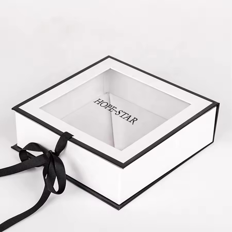 Luxury Paper Box White Pink Organic Skin Care Set Packaging Box Foldable Gift Box With Clear Window