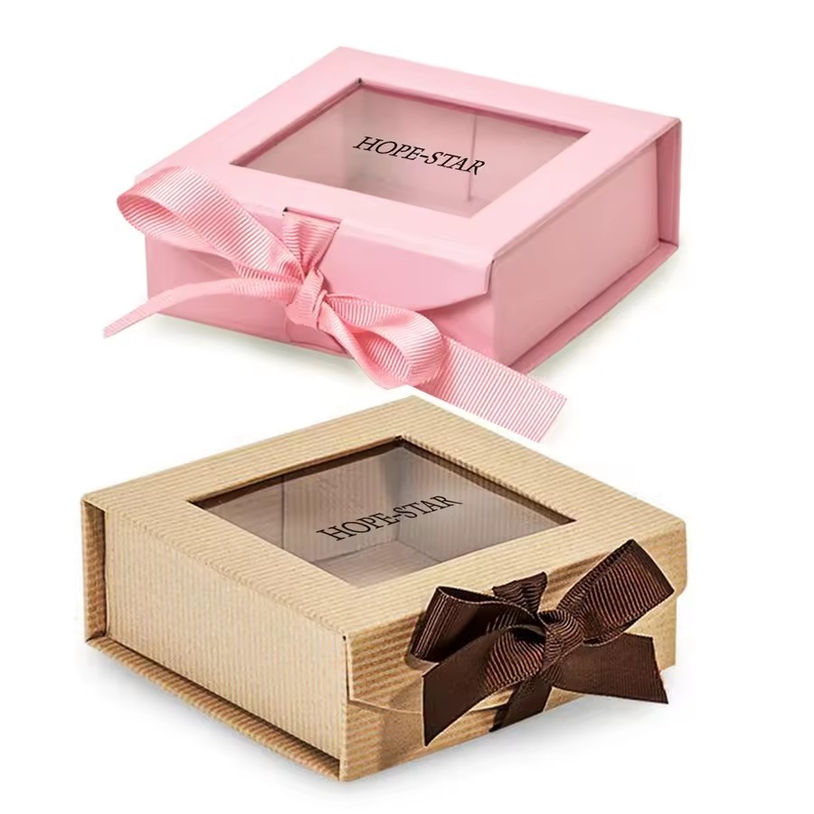 Luxury Paper Box White Pink Organic Skin Care Set Packaging Box Foldable Gift Box With Clear Window