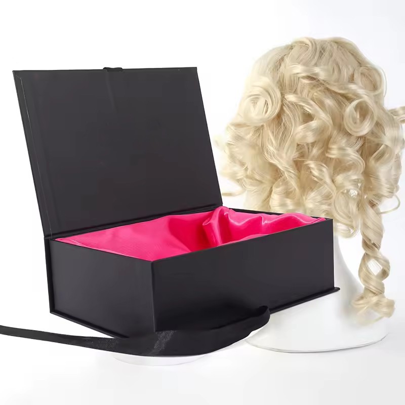 Luxury Cardboard Foldable Box Silk Satin Lined Women Handbags Purses Packaging Box Skin Care Set Wig Gift Box